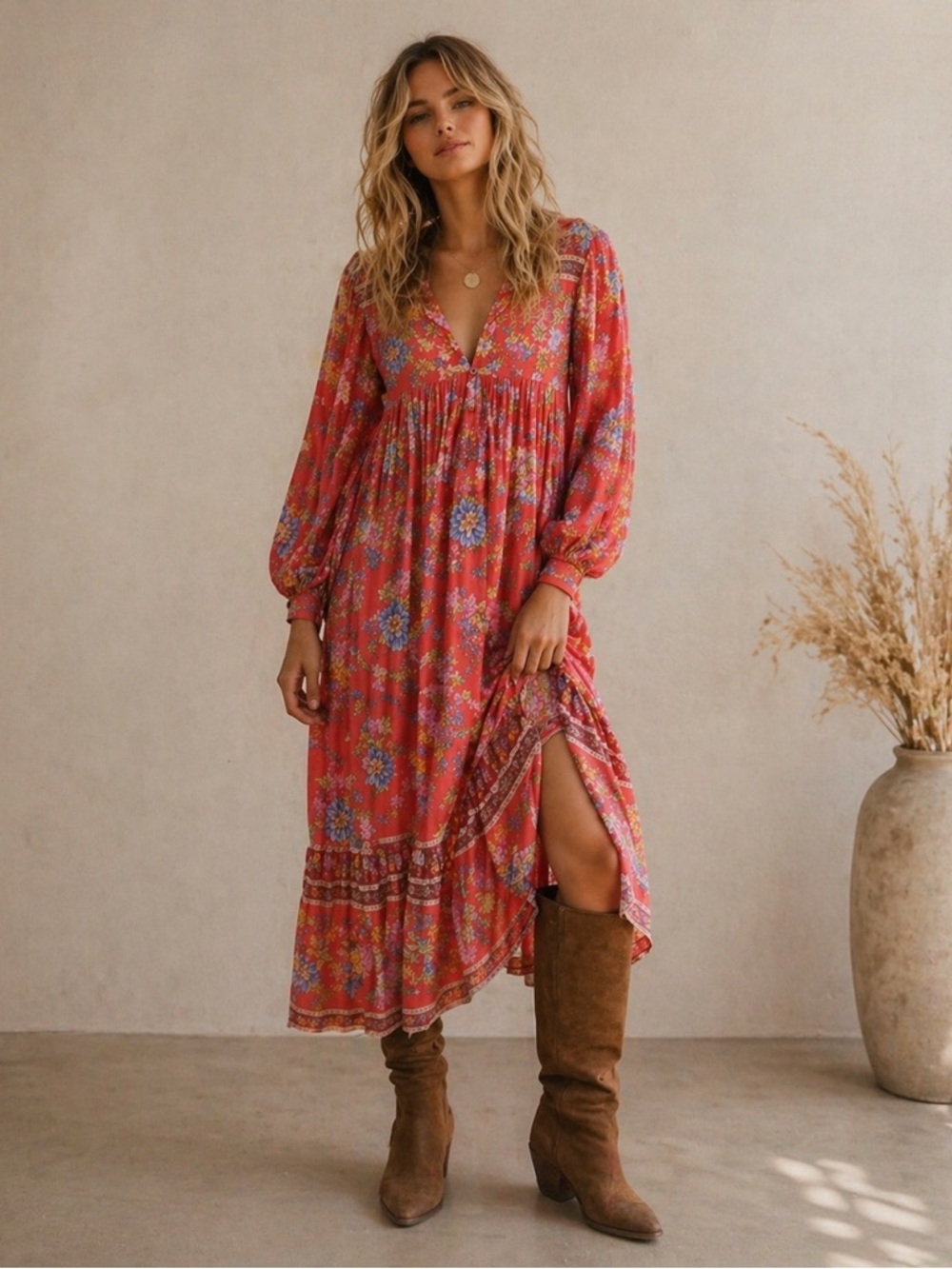 Spell & The Gypsy Collective Meadowland Boho Maxi Dress in Poppy XL